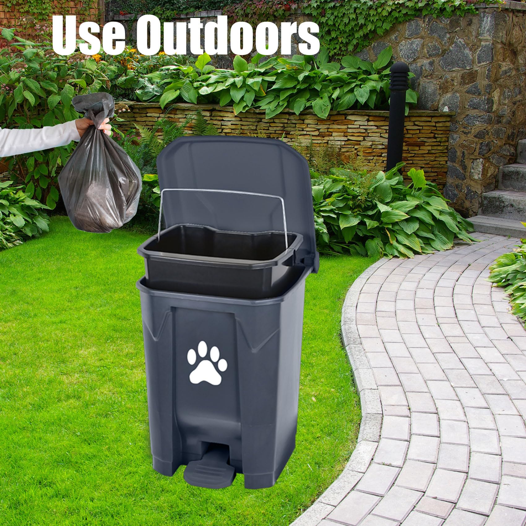 Mayayaday Outdoor Dog Poop Trash Can Dog Waste Trash Can With Lid And Removable Inner Bin For Yard Garden, Includes Pooper Scoop